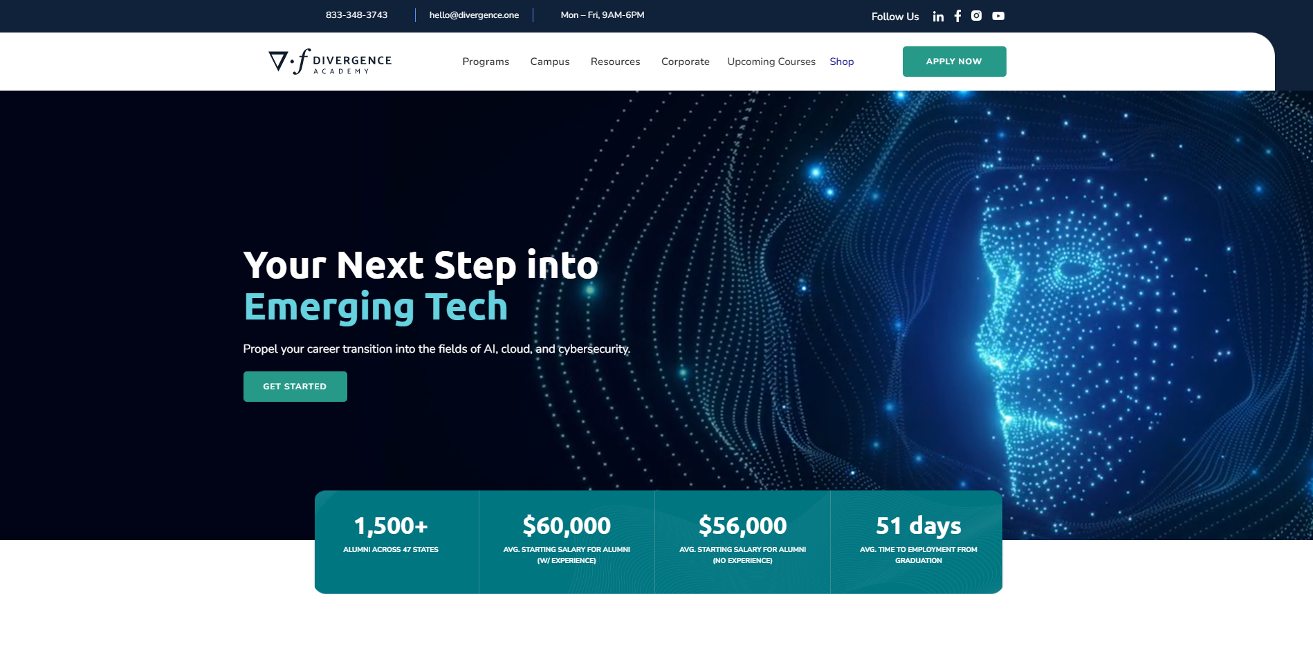 Divergence Academy website